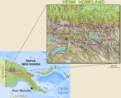 Map of Hewa, Umairof in Papua New Guinea