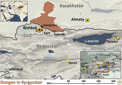 Map of Dungan in Kyrgyzstan