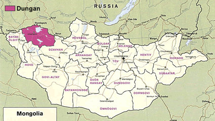 Map of Dungan in Mongolia