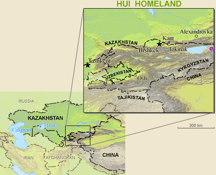 Map of Dungan in Uzbekistan