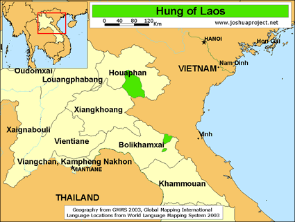 Map of Hung in Laos