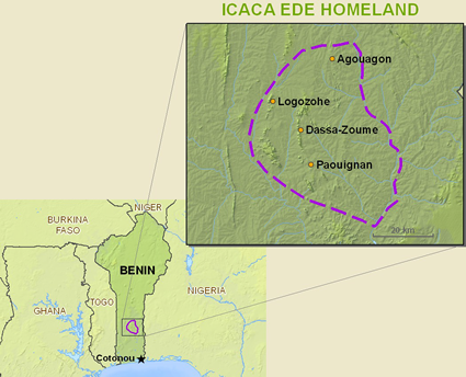 Map of Idaca in Benin