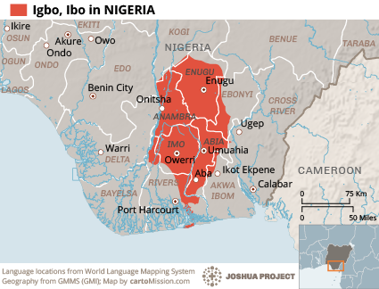 Map of Igbo in Nigeria