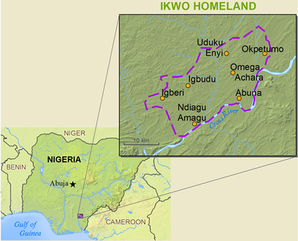 Map of Ikwo in Nigeria