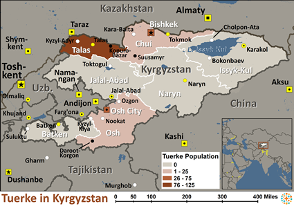 Map of Tuerke in Kyrgyzstan