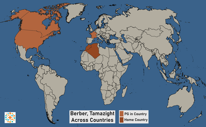 Map of Berber, Tamazight in Canada