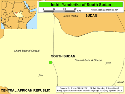 Map of Indri, Yanderika in South Sudan