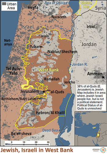 Map of Jewish, Israeli in West Bank / Gaza