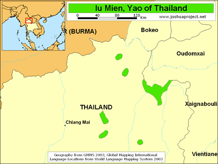 Map of Iu Mien in Thailand