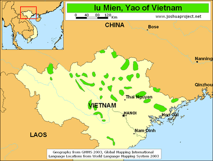 Map of Iu Mien in Vietnam