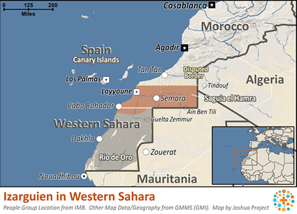 Map of Berber, Izarguien in Western Sahara