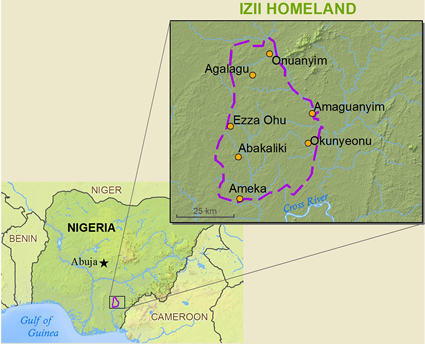 Map of Izhi in Nigeria