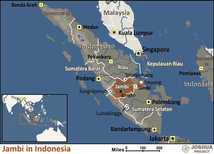 Map of Jambi in Indonesia