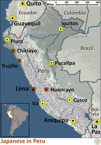 Map of Japanese in Peru