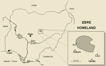 Map of Afizere, Izere in Nigeria