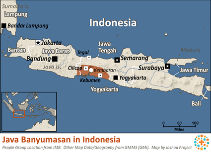 Map of Java Banyumasan in Indonesia