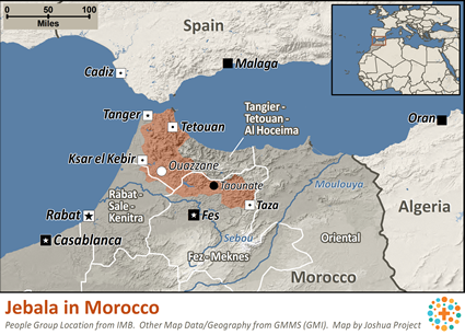 Map of Jebala in Morocco