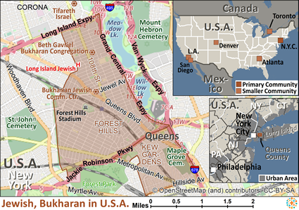 Map of Jewish, Bukharan in United States
