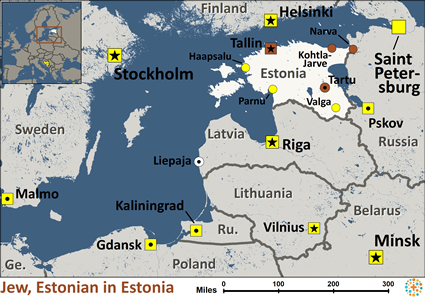 Map of Jewish, Estonian in Estonia