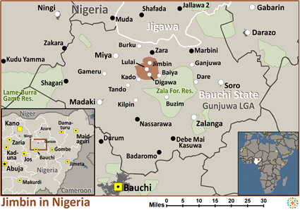 Map of Jimbin in Nigeria