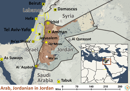 Map of Arab, Jordanian in Jordan