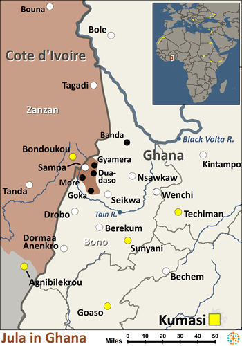 Map of Dyula in Ghana