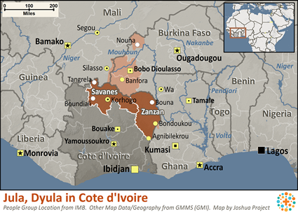 Map of Jula in Côte d'Ivoire