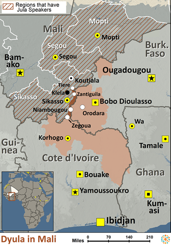 Map of Dyula in Mali