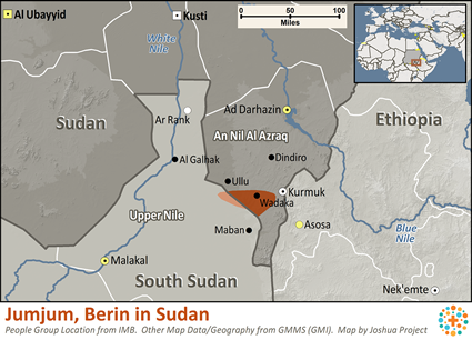 Map of Jumjum, Berin in Sudan