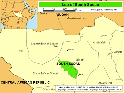 Map of Luwo in South Sudan