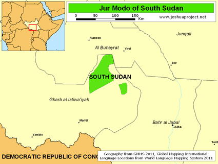 Map of Jur Modo in South Sudan