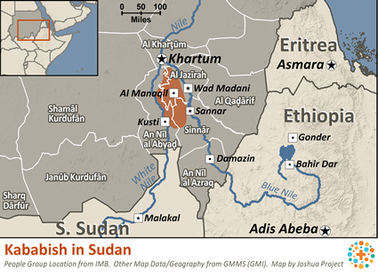 Map of Kababish in Sudan