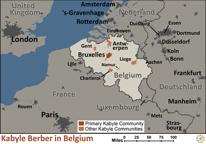 Map of Berber, Kabyle in Belgium