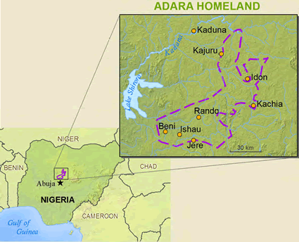 Map of Adara in Nigeria