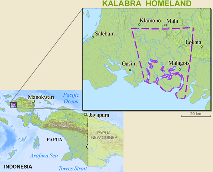 Map of Kalabra in Indonesia