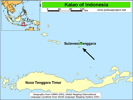 Map of Kalao in Indonesia