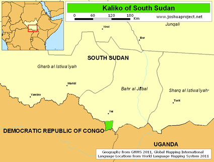 Map of Kaliko in South Sudan