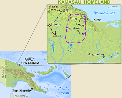 Map of Kamasau, Wand Tan in Papua New Guinea