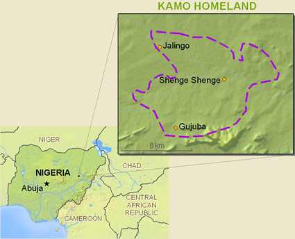 Map of Nuba Maa in Nigeria