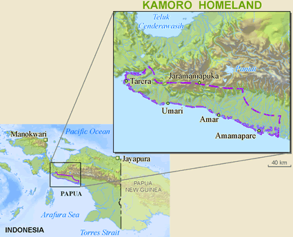 Map of Kamoro in Indonesia