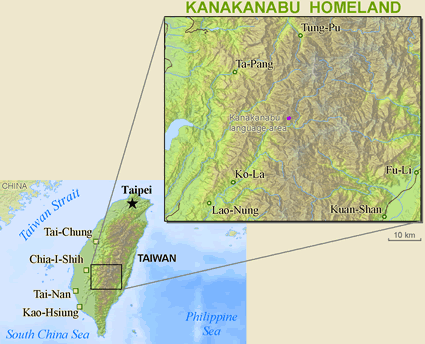 Map of Kanakanabu in Taiwan