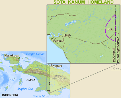 Map of Kanum, Sota in Indonesia
