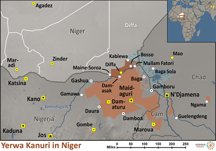 Map of Kanuri, Yerwa in Niger