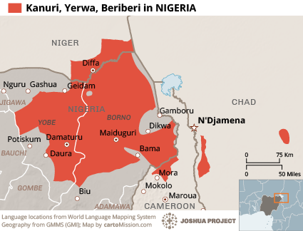 Map of Kanuri, Yerwa in Nigeria