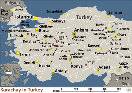 Map of Karachay in Türkiye (Turkey)