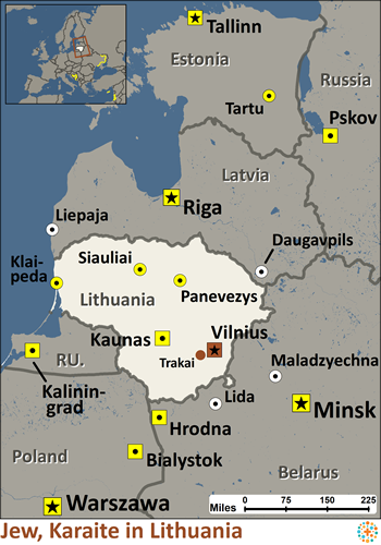 Map of Karaite in Lithuania