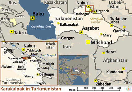 Map of Karakalpak in Turkmenistan