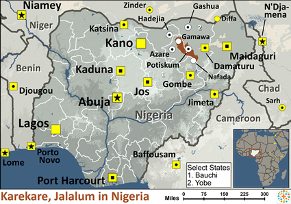 Map of Karekare, Jalalum in Nigeria