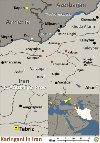 Map of Karingani in Iran