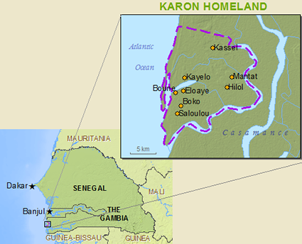 Map of Jola-Karon in Gambia